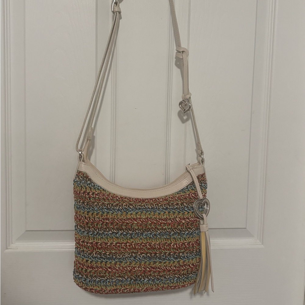 Brighton Multicolor Woven Crossbody Bag with Cream Trim